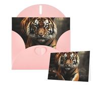 Thinking of You Cards - Tarjeta de agradecimiento de 15 x 10 cm con sobre, diseño de animales salvajes, tigre, tarjetas de felicitación en blanco para todas las ocasiones