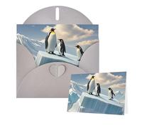 Thinking of You Cards - Tarjeta de agradecimiento de 15 x 10 cm con sobre, diseño de pingüinos en el iceberg, tarjetas de felicitación en blanco para todas las ocasiones