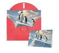 Thinking of You Cards - Tarjeta de agradecimiento de 15 x 10 cm con sobre, diseño de pingüinos en el iceberg, tarjetas de felicitación en blanco para todas las ocasiones