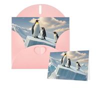 Thinking of You Cards - Tarjeta de agradecimiento de 15 x 10 cm con sobre, diseño de pingüinos en el iceberg, tarjetas de felicitación en blanco para todas las ocasiones
