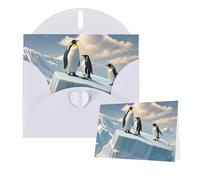 Thinking of You Cards - Tarjeta de agradecimiento de 15 x 10 cm con sobre, diseño de pingüinos en el iceberg, tarjetas de felicitación en blanco para todas las ocasiones