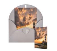 Thinking of You - Tarjetas con sobres, diseño de faro al atardecer, tarjetas en blanco para todas las ocasiones, tarjetas de agradecimiento en blanco, tarjetas de felicitación para bodas, invitaciones