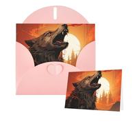 Thinking of You - Tarjetas con sobres, diseño de lobo aullando y luna, tarjetas de felicitación para todas las ocasiones, tarjeta de agradecimiento en blanco para invitaciones de boda, día de San