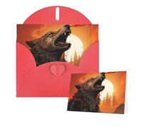 Thinking of You - Tarjetas con sobres, diseño de lobo aullando y luna, tarjetas de felicitación para todas las ocasiones, tarjeta de agradecimiento en blanco para invitaciones de boda, día de San