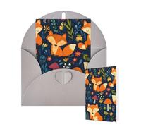 Thinking of You - Tarjetas con sobres, diseño de zorro y flores, tarjetas en blanco para todas las ocasiones, tarjetas de agradecimiento en blanco, tarjetas de felicitación para bodas, invitaciones de