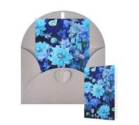 Thinking of You - Tarjetas con sobres, hermosas flores azules, tarjetas de felicitación para todas las ocasiones, tarjeta de agradecimiento en blanco para invitaciones de boda, día de San Valentín