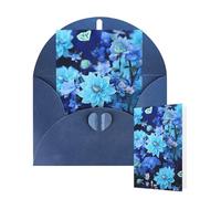 Thinking of You - Tarjetas con sobres, hermosas flores azules, tarjetas de felicitación para todas las ocasiones, tarjeta de agradecimiento en blanco para invitaciones de boda, día de San Valentín