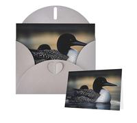 Thinking of You - Tarjetas con sobres, tarjeta de felicitación, diseño de pájaros loon, tarjetas en blanco para todas las ocasiones, tarjeta de agradecimiento para invitaciones de boda, día de San