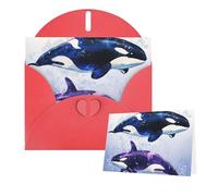 Thinking of You - Tarjetas con sobres, tarjeta de felicitación, orca, ballena asesina, tarjetas en blanco para todas las ocasiones, tarjeta de agradecimiento para invitaciones de boda, día de San