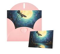 Thinking of You - Tarjetas con sobres, tarjetas de felicitación de luna y libélula para todas las ocasiones, tarjeta de agradecimiento en blanco para invitaciones de boda, día de San Valentín, tarjeta