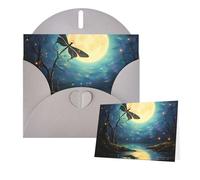 Thinking of You - Tarjetas con sobres, tarjetas de felicitación de luna y libélula para todas las ocasiones, tarjeta de agradecimiento en blanco para invitaciones de boda, día de San Valentín, tarjeta