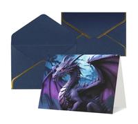 Thinking of You - Tarjetas de cumpleaños con sobres, diseño de dragón morado, luna morada, tarjetas en blanco para todas las ocasiones, tarjeta de felicitación de feliz cumpleaños, aniversario