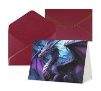 Thinking of You - Tarjetas de cumpleaños con sobres, diseño de dragón morado, luna morada, tarjetas en blanco para todas las ocasiones, tarjeta de felicitación de feliz cumpleaños, aniversario