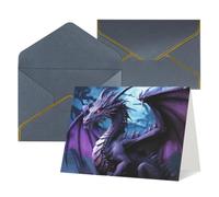 Thinking of You - Tarjetas de cumpleaños con sobres, diseño de dragón morado, luna morada, tarjetas en blanco para todas las ocasiones, tarjeta de felicitación de feliz cumpleaños, aniversario