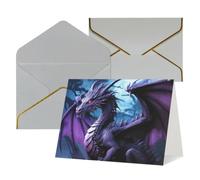 Thinking of You - Tarjetas de cumpleaños con sobres, diseño de dragón morado, luna morada, tarjetas en blanco para todas las ocasiones, tarjeta de felicitación de feliz cumpleaños, aniversario