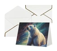 Thinking of You - Tarjetas de cumpleaños con sobres, diseño de oso polar de luces del norte, tarjetas en blanco para todas las ocasiones, tarjeta de felicitación de feliz cumpleaños, aniversario