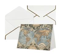 Thinking of You - Tarjetas de cumpleaños con sobres, diseño vintage de mapa del mundo antiguo, tarjetas en blanco para todas las ocasiones, tarjeta de felicitación de feliz cumpleaños, aniversario