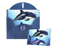 Thinking of You - Tarjetas de cumpleaños con sobres, orca, ballena asesina, tarjetas en blanco para todas las ocasiones, tarjeta de felicitación de feliz cumpleaños, aniversario, tarjeta de
