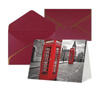 Thinking of You - Tarjetas de cumpleaños con sobres, tarjetas en blanco para cabina telefónica roja de Londres, tarjetas en blanco para todas las ocasiones, tarjeta de felicitación de aniversario de