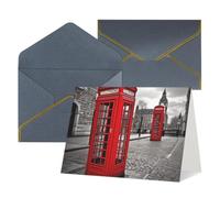 Thinking of You - Tarjetas de cumpleaños con sobres, tarjetas en blanco para cabina telefónica roja de Londres, tarjetas en blanco para todas las ocasiones, tarjeta de felicitación de aniversario de