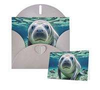 Thinking of You - Tarjetas de felicitación con sobres, diseño de manatí de animales marinos para todas las ocasiones, tarjeta de agradecimiento en blanco para invitaciones de boda, día de San Valentín