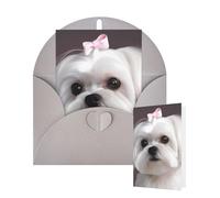 Thinking of You - Tarjetas de felicitación de cumpleaños con sobres, diseño de perro maltés, tarjetas en blanco para todas las ocasiones, tarjeta de agradecimiento para invitaciones de boda, Navidad