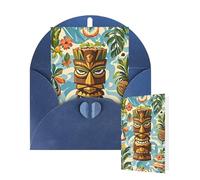 Thinking of You - Tarjetas de felicitación de cumpleaños con sobres, diseño vintage Aloha Tiki, tarjetas en blanco para todas las ocasiones, tarjeta de agradecimiento para invitaciones de boda