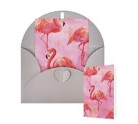 Thinking of You - Tarjetas de felicitación de cumpleaños con sobres, flamenco, acuarela, tarjetas en blanco para todas las ocasiones, tarjeta de agradecimiento para invitaciones de boda, Navidad, 10 x