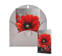 Thinking of You - Tarjetas de felicitación de cumpleaños con sobres, flores rojas bailando, tarjetas en blanco para todas las ocasiones, tarjeta de agradecimiento para invitaciones de boda, Navidad