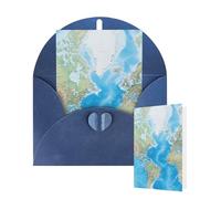 Thinking of You - Tarjetas de felicitación de cumpleaños con sobres, mapa del mundo, tarjetas en blanco para todas las ocasiones, tarjeta de agradecimiento para invitaciones de boda, Navidad, 10 x 15