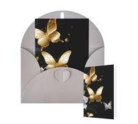 Thinking of You - Tarjetas de felicitación de cumpleaños con sobres, mariposas blancas y doradas, tarjetas en blanco negro para todas las ocasiones, tarjeta de agradecimiento para invitaciones de boda