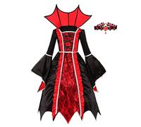 ThinkMax Disfraz de vampiro de Halloween para niñas, disfraz de reina de vampiro, juego de rol, fiesta temática de vampiro, disfraz de Halloween,M