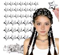 Thinkrstuff - 35 pinzas de estrella bonitas, accesorios para el cabello Y2K de 1.2 y 1.57 pulgadas, pasadores de estrella pequeña, antideslizantes, de metal plateado, para niñas y mujeres, juego de