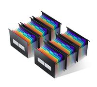 ThinkTex A4 Carpetas Colgantes de Plástico Expandibles, 7 Bolsillos de Acordeón, Apto para cajones con un ancho de 33 cm a 37 cm, Gran capacidad Adecuado para Oficina, Hogar, Escuela - 6Pcs