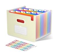 ThinkTex Carpetas Archivadoras, 12 Bolsillos Carpeta Clasificadora Expandibles, Parte Superior Abierta y Vertical, Organizador Portátil de Recibos Mensuales, Tamaño Carta/A4 -Morandi Amarillo
