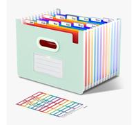 ThinkTex Carpetas Archivadoras, 12 Bolsillos Carpeta Clasificadora Expandibles, Parte Superior Abierta y Vertical, Organizador Portátil de Recibos Mensuales, Tamaño Carta/A4 -Morandi Verde