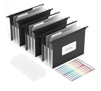 ThinkTex Carpetas expansibles de plástico para archivadores, bolsillos de concertina de 12 cm, pestañas multicolor, archivos colgantes folio, tamaño A4 para archivador, paquete de 3