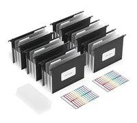 ThinkTex Carpetas expansibles de plástico para archivadores, bolsillos de concertina de 12 cm, pestañas multicolor, archivos colgantes folio, tamaño A4 para archivador, paquete de 6