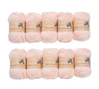 ThinkThings Hilo acrílico para ganchillo beige claro, hilo para tejer a mano, hilo de ganchillo para ganchillo a granel, 10 ovillos, 17.5 onzas, para principiantes