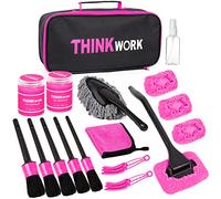 THINKWORK Kit de cepillo para el interior del coche rosa, perfecto para limpiar ventanas, parabrisas, salpicadero y rejillas de ventilación, adecuado para todos los coches