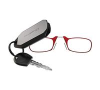ThinOptics Gafas de lectura de 1.00 marcos rojos con funda para llavero, gafas rectangulares compactas y plegables - nariz con clip - fuerza de 1.00 con tecnología Flex-Fit