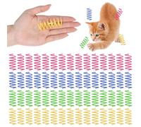 Thinp 100 piezas de espirales para gatos, juguetes para gatos, espirales, espirales, juguetes para gatos, juguetes en espiral de plástico colorido, plumas en espiral de colores, primavera para gatos