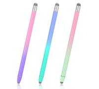 Thinp 3 lápices capacitivos para pantallas táctiles, lápiz capacitivo 2 en 1 para Tabelt de alta precisión y sensibilidad, bolígrafos multicolores, puntas de goma dobles compatibles con teléfono