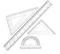 Thinp Juego de 4 Reglas de Plástico Regla de Plástico Transparente Juego de Reglas de Plástico Geometría Herramienta de Matemáticas Geometría Regla Transparente Regla para la Escuela Primaria