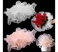 Thinslimer Paquete de 2 maravillosos ramos de papel de regalo con flores de perlas de malla larga para regalos de flores