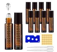 THINTON Roll on Botella vacía de 10 ml, 8 unidades de botellas de cristal enrollables para aceites esenciales, rellenables para aceites, fragancias, cosméticos, masajes