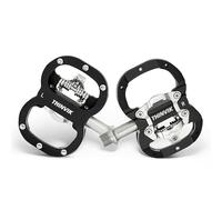 Thinvik Pedales de Bicicleta para Shimano SPD de Doble Función Plataforma y Automáticos para MTB con Calas Compatibles - Pedales de 9/16" Color Negro/Plata