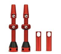 Thinvik Válvula Kit Ultraligero Presta tubeless 48mm - 2 válvulas con tapón de Aluminio y Herramienta extraenúcleos (Rojo Brillante)