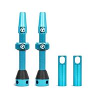 Thinvik Válvula Presta Tubeless 48mm - Kit de válvulas ultraligeras para neumáticos Tubeless - 2 válvulas Presta Tubeless con tapón de aleación de Aluminio y Herramienta extraenúcleos (Azul Cielo)