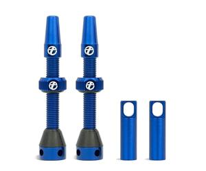 Thinvik Válvula Presta Tubeless 65mm - Kit de válvulas ultraligeras para neumáticos Tubeless - 2 válvulas Presta Tubeless con tapón de aleación de Aluminio y Herramienta extraenúcleos (Azul Aurora)